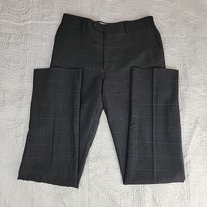 Hart Schaffner Marx Dress Pants Men 36 x 28.5 Gray‎ 100% Wool Trouser Plaid